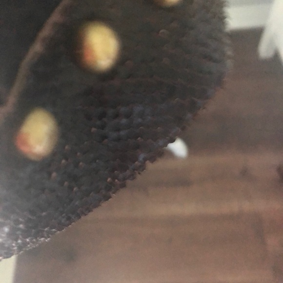 Innue Italian Leather Dark Brown/Calf Hair Front Pocket Gold Hardware Bag - Picture 9 of 9